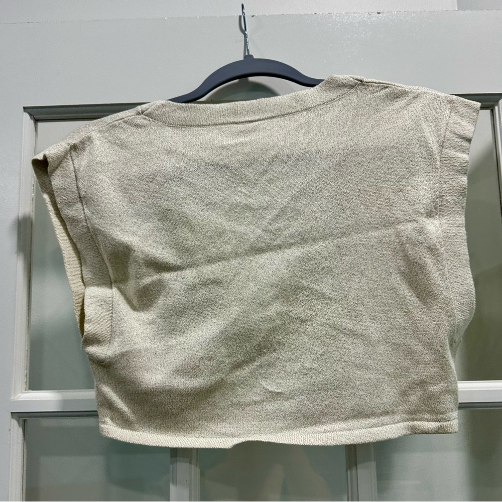 Anthropology Cropped Twist Cream Women's Tank - Size Medium - Picture 6 of 6